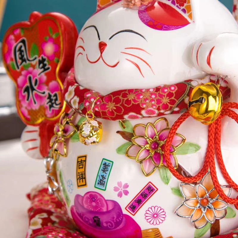 Fortuna gato decoración fortuna gato cerámica japonés caja ahorro tienda apertura inauguración exquisito regalo creativo