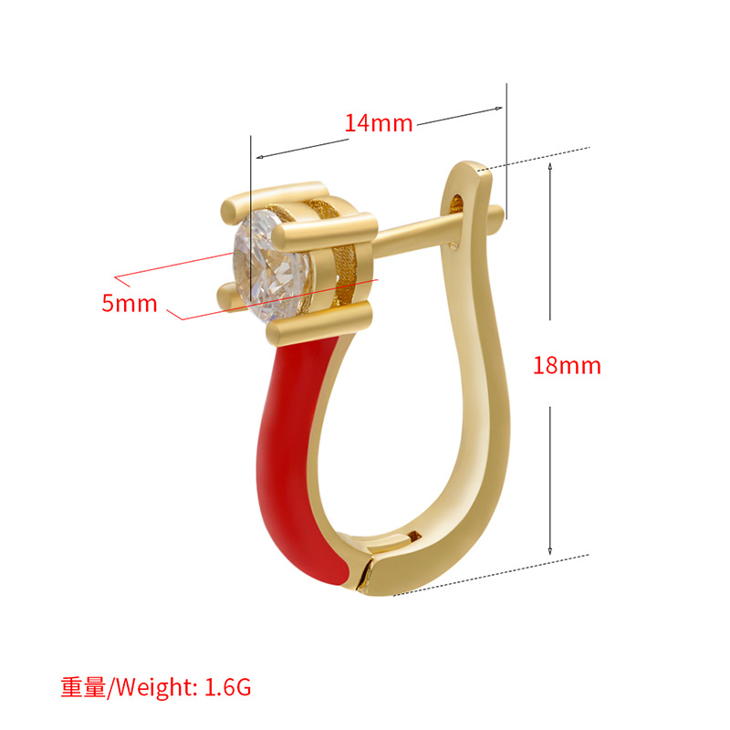 Boucle D&#39;oreille En Cuivre Zircon En Forme De U Rétro En Gros Nihaojewelry display picture 4