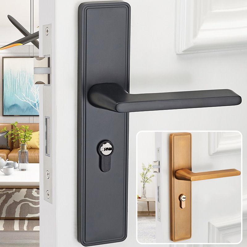 Dormitorio cerradura de la puerta interior del hogar manija de la puerta de madera mudo Universal negro habitación de madera maciza cerradura manija de la puerta cerradura