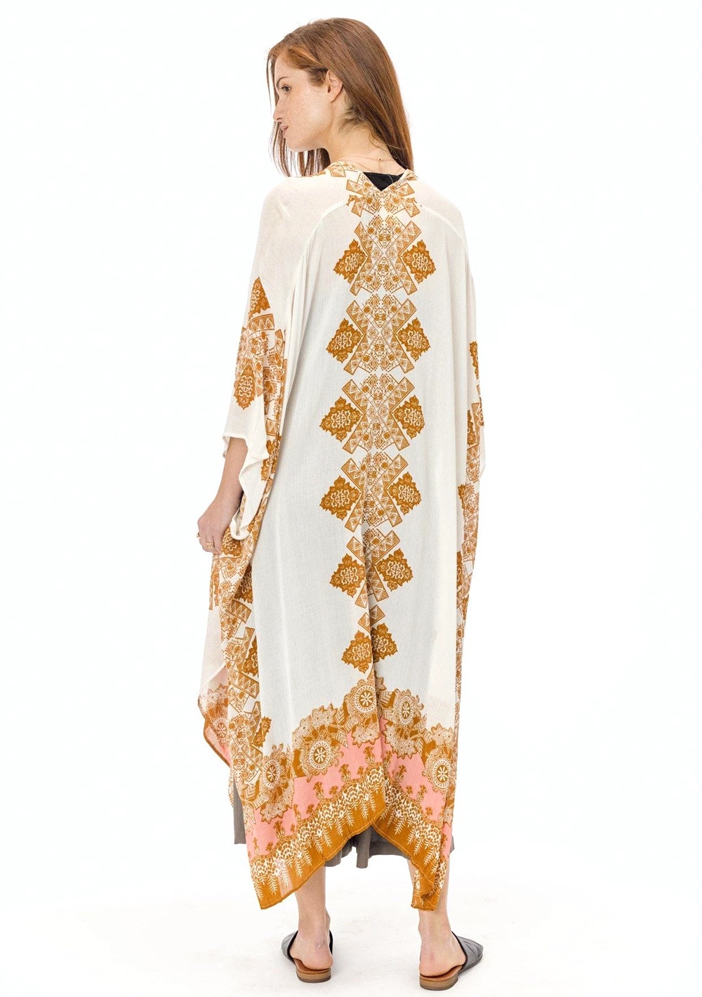 summer women's fashion printed cardigan loose casual beach vacation cover gown NSDF1483