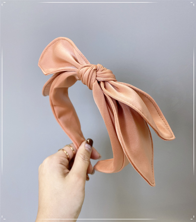 Korean Headband New Solid Color Cute Candy Color Double Bow Tie Fine Satin Headband Nihaojewelry Wholesale display picture 11