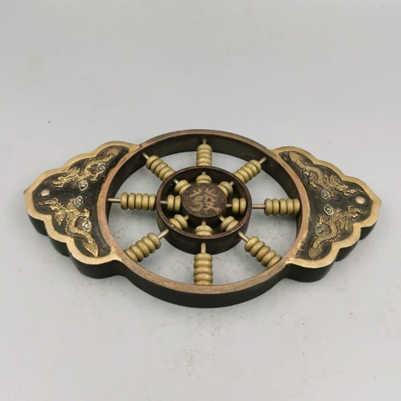 Imitation antique copper ornaments, copper creative abacus, home study furnishings, antique bronze collection, Shuanglong Playing with Pearls Abacus