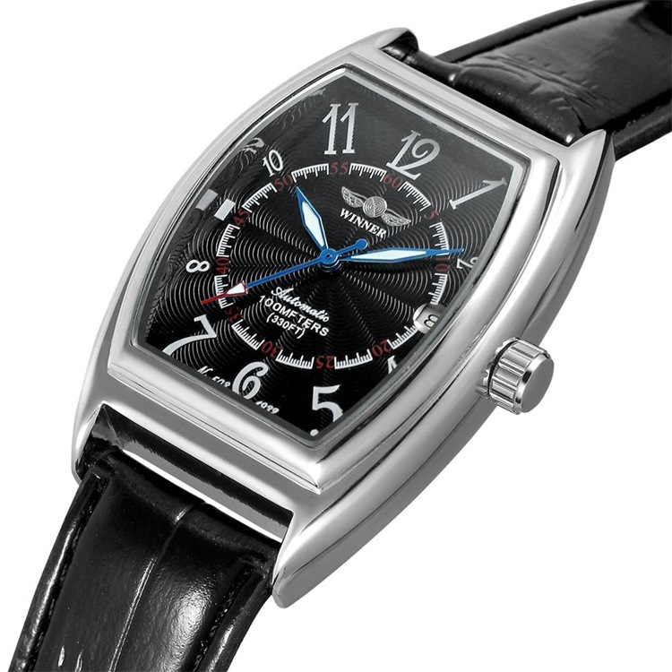 Winner Winner Japanese and Korean Men's Retro Rectangular Automatic Mechanical Hollow Business Men's Watch Student Watch