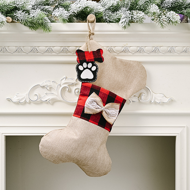 Weihnachtsstrumpf Aus Leinen Kariert Als Baumschmuck Und Geschenk_voghion.com