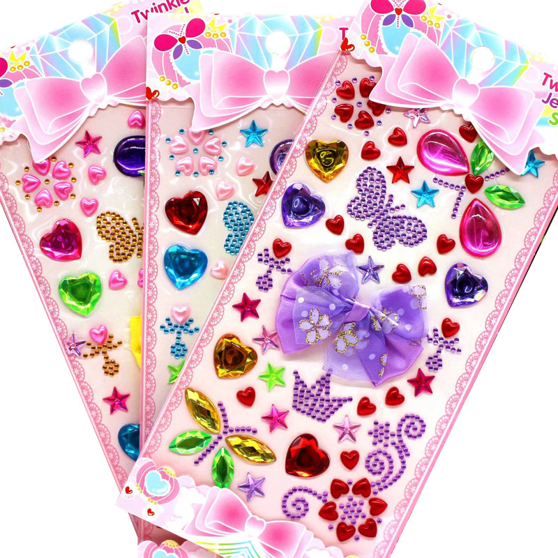 children diy Acrylic Crystal Diamond Cartoon gemstone manual Diamonds Stickers Material package mobile phone decorate Sticker