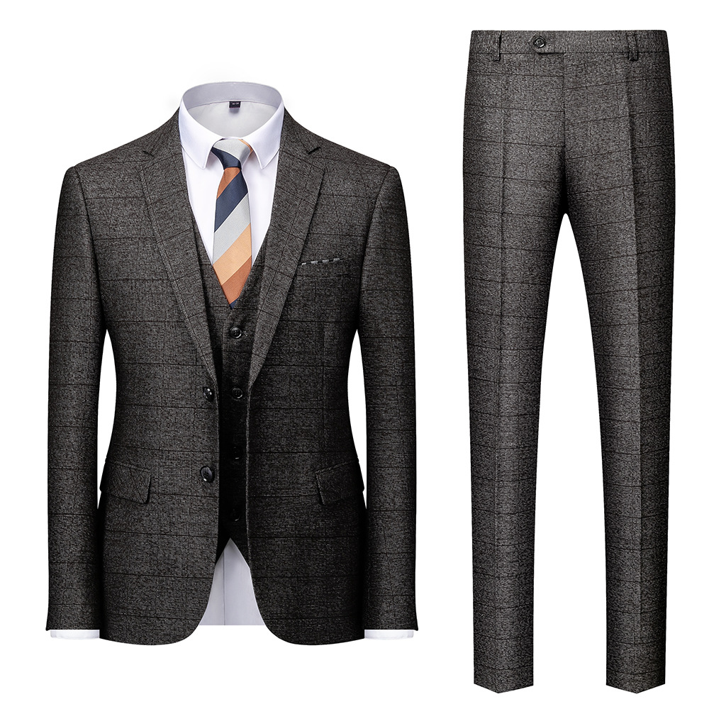 Men's Clothing Autumn and winter new men's business casual suit Korean version slim wedding suit men's three piece suit_voghion.com