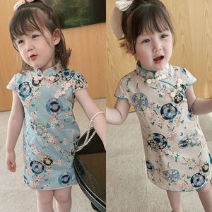 Girls retro cheongsam chinese dresses retro qipao dresses for kids children photos shooting performance cheongsam dresses