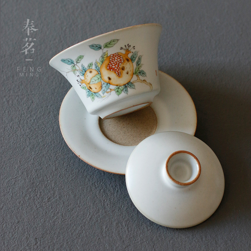 Azul y blanco Luna Blanco horno Ru pieza abierta Cuenco taza de té Japonés Ru porcelana sancai tazón de té de cerámica hogar Kung Fu juego de té burbuja