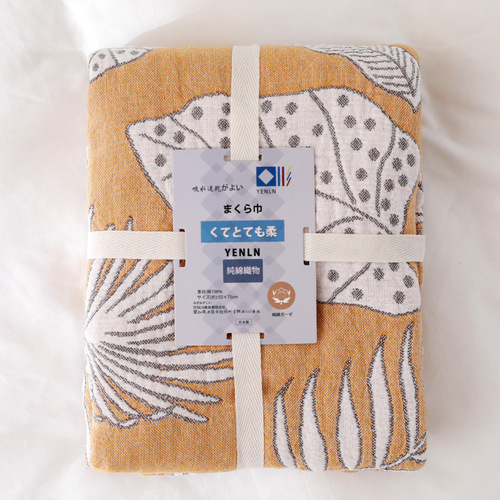 Pair of cotton pillow towels, simple Nordic style children's single five-layer gauze non-shedding pillow towel