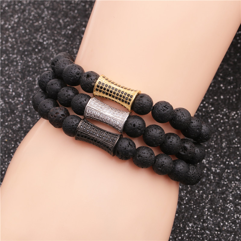 hot sale volcanic stone small waist bracelet beaded DIY menu0027s ladies bracelet wholesale nihaojew