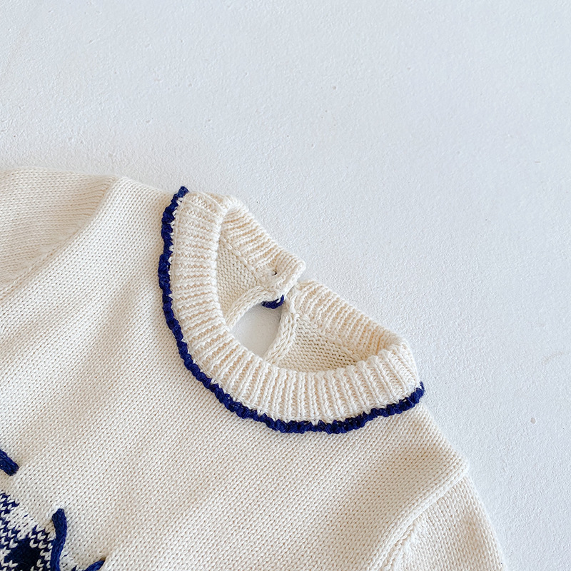 Instagram Primavera e Autunno Abbigliamento Bambina Neonata Tuta in Maglia a Quadri Borsa Farewell Sweetheart Triangolo_voghion.com