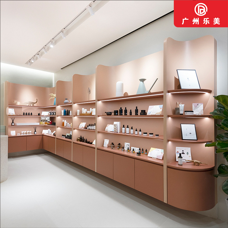 圆形异形木烤漆展示柜台 韩式简约面膜化妆品展览柜香水香薰展柜