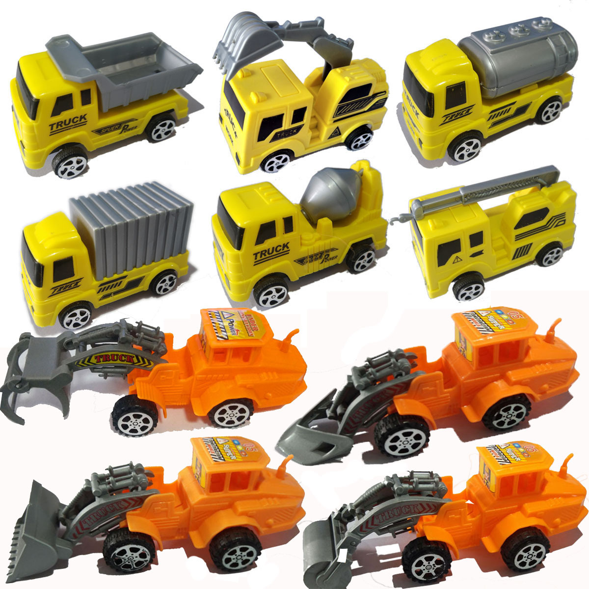 玩具工程車迷妳推土機兒童幼兒園贈品壹元塑料玩具車跨境地攤禮品