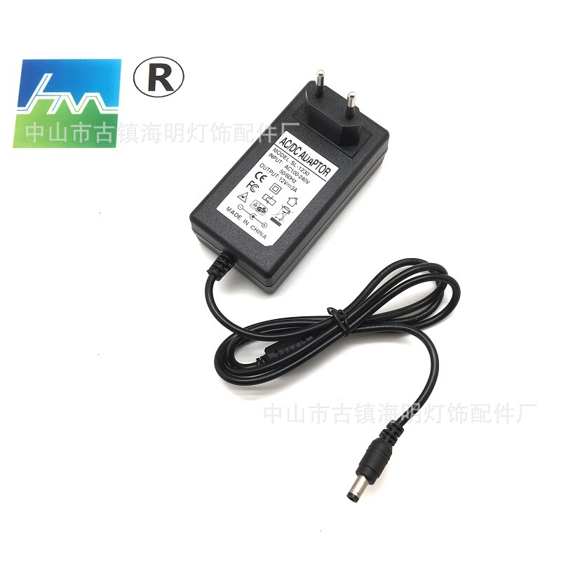 European-style power adapter LED light bar light with switching power supply 12V3A charger European-style plug charger