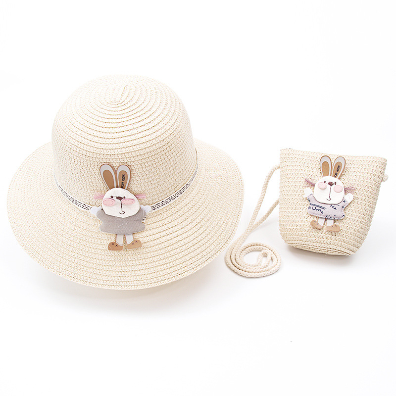 New Straw Hat Shoulder Bag Set Nihaojewelry Wholesale Small Fresh Children Cute Hat Bag Summer Girl Travel Match display picture 9