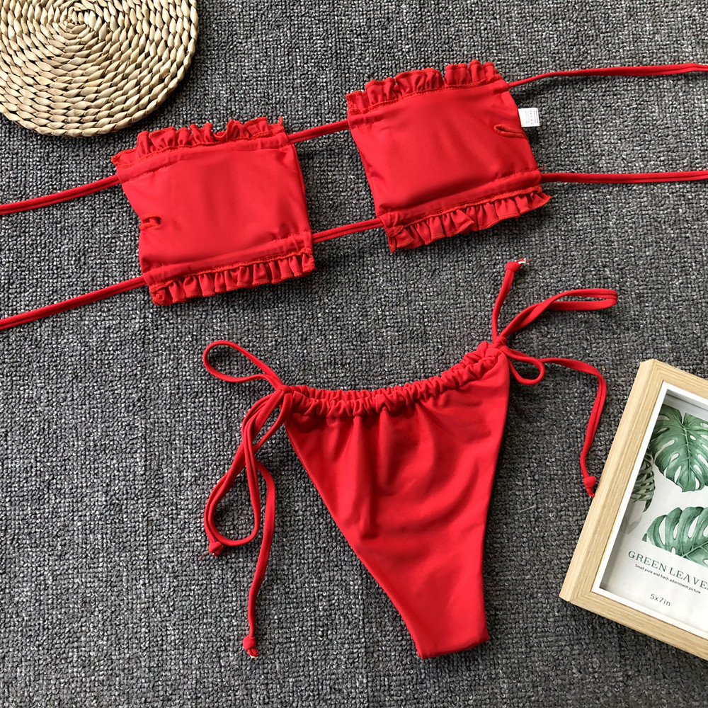  new swimwear sexy pleated hollow bikini NSDA547