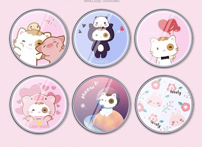 手机无线充电器定制图案logo镜面卡通无线快充无线充定制节日礼品|ms