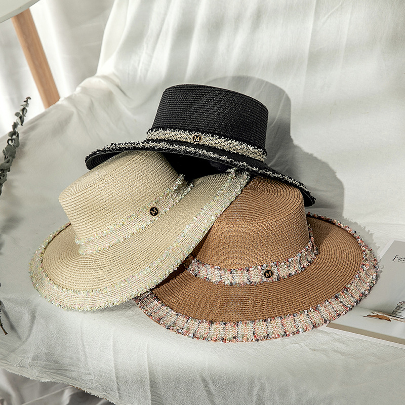 Women's Vintage Style Color Block Lace Flat Eaves Straw Hat display picture 2