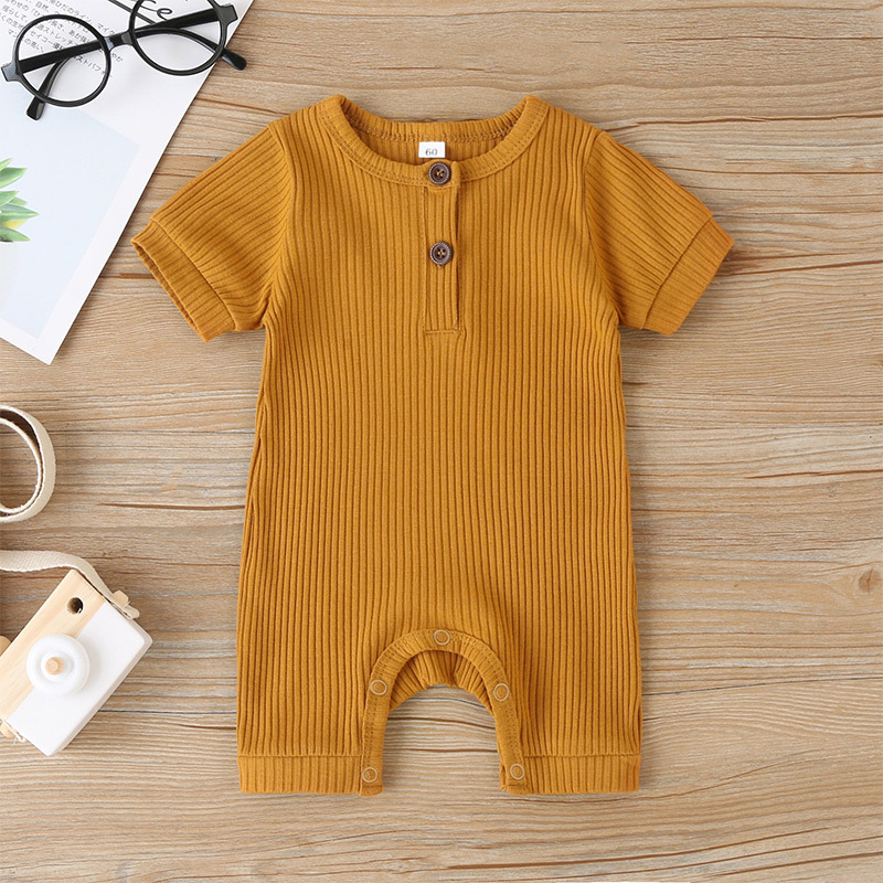 Baby One-piece Solid Color Fashion Summer Short-sleeved Baby Romper display picture 13