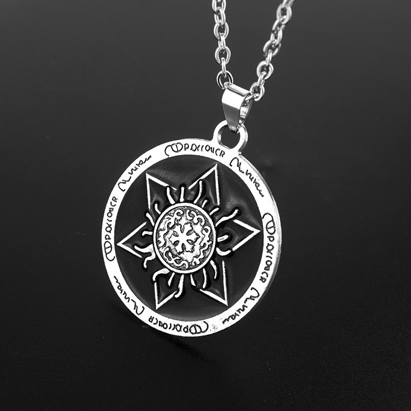 2021 New Drip Oil Round Brand Collana a forma di fiore in pelle con corda Coppia di studenti Ciondolo piccolo Uomini e donne Gioielli in acciaio al titanio_voghion.com