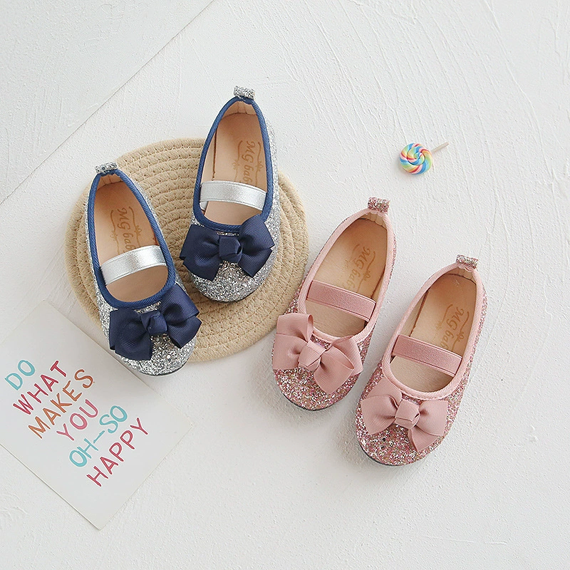 Однослойные туфли для маленькой девочки, туфли принцессы с бантом и мягкой подошвой, милая универсальная детская кожаная обувь для девочек, детская обувь, цельная доставка
