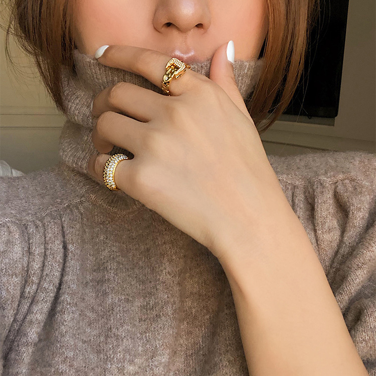 8g Weight 18K Gold Plated Plating Material Artificial Gemstones Inlay Material Casual Geometric Copper Plating Inlay Artificial Gemstones 18k Gold Plated Rings