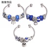 Capacious copper women's bracelet, blue marine starry sky, accessory, wholesale