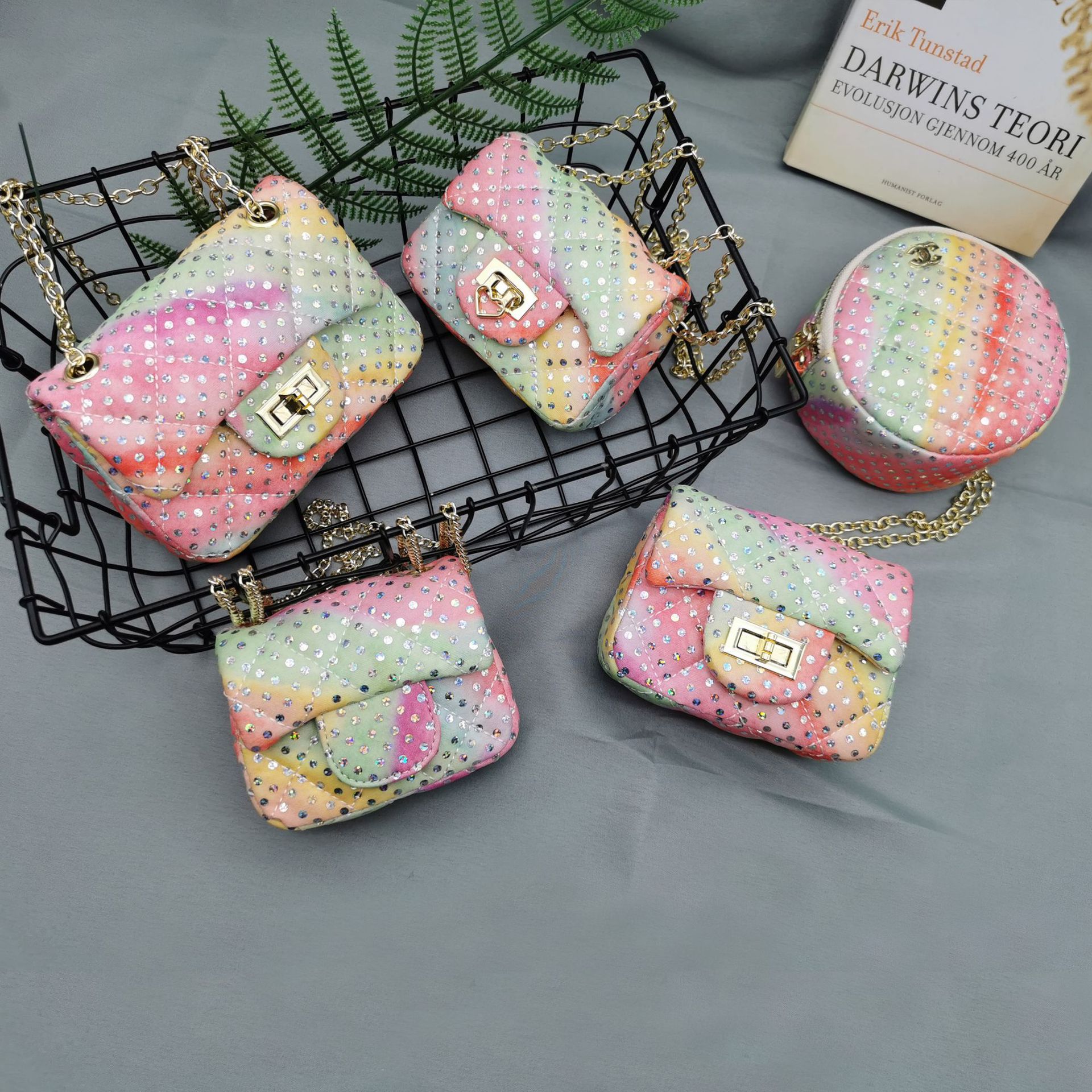 儿童包包2021新款迷你小包彩虹糖果色女童可爱甜美斜挎链条包|ru