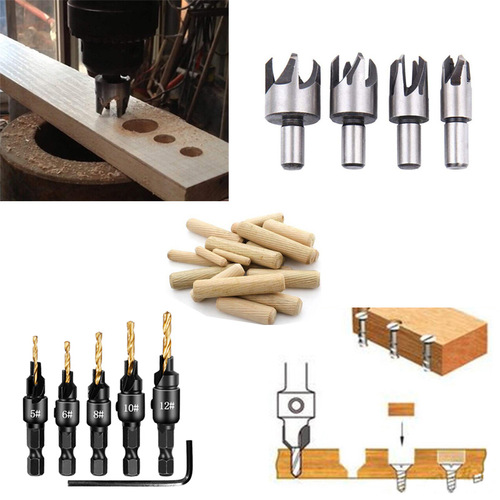 Cork drill claw type barrel type cork drill bit combination tool cross-border titanium plated hexagonal handle woodworking countersink drill bit set