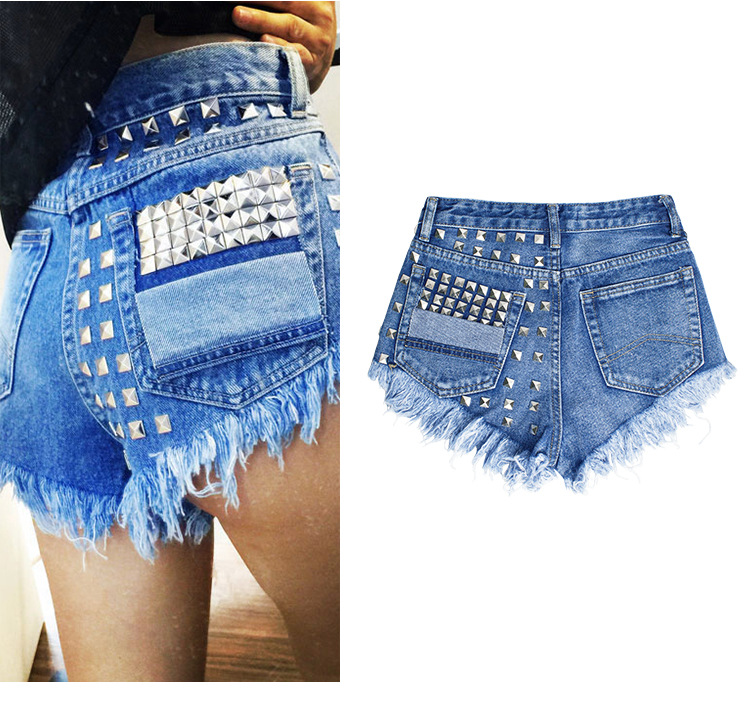 Women's Holiday Daily Streetwear Rivet Shorts Washed Jeans display picture 6