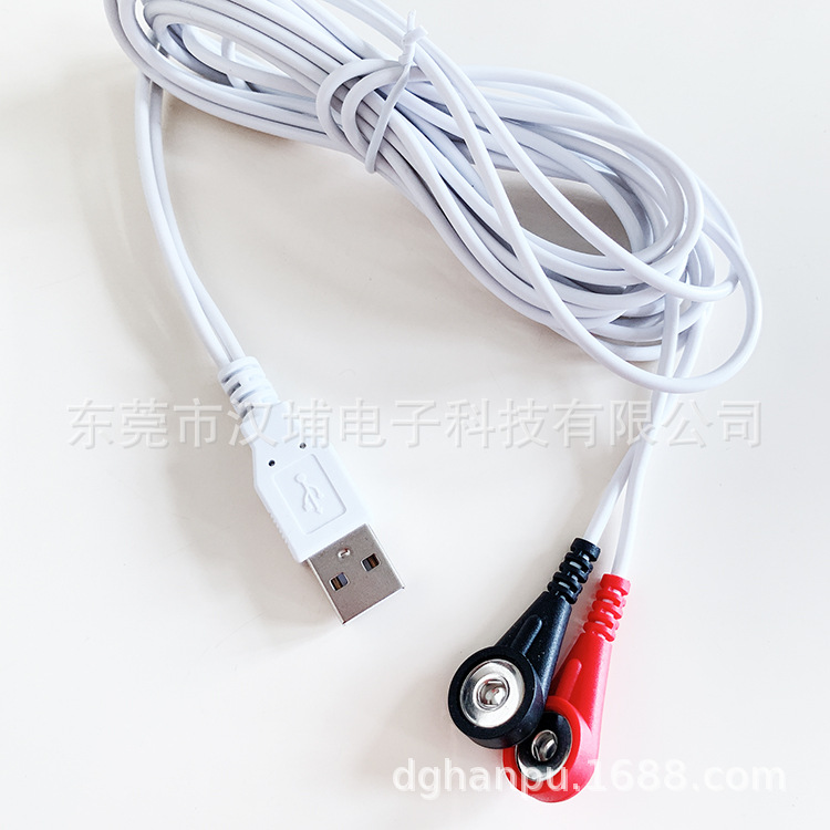 二导联4.0mm母扣红黑理疗扣子医疗设备连接线ECG cable