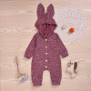 Cross -border supply of children's conjoined climbing solid color plus velvet cute rabbit ears, three -color optional, comfortable and long climbing