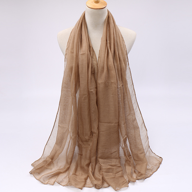 Frau Einfacher Stil Einfarbig Bali Garn Nähen Baumwolle Leinen Schals display picture 16