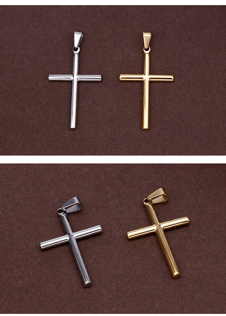 10g Weight Vacuum Plating Gold Plating Process Pendant Jewelry Making Type 18K Gold Plated Plating Material DIY Jewelry Accessories Classification 1 Piece Titanium Steel 18K Gold Plated Cross Polished Pendant
