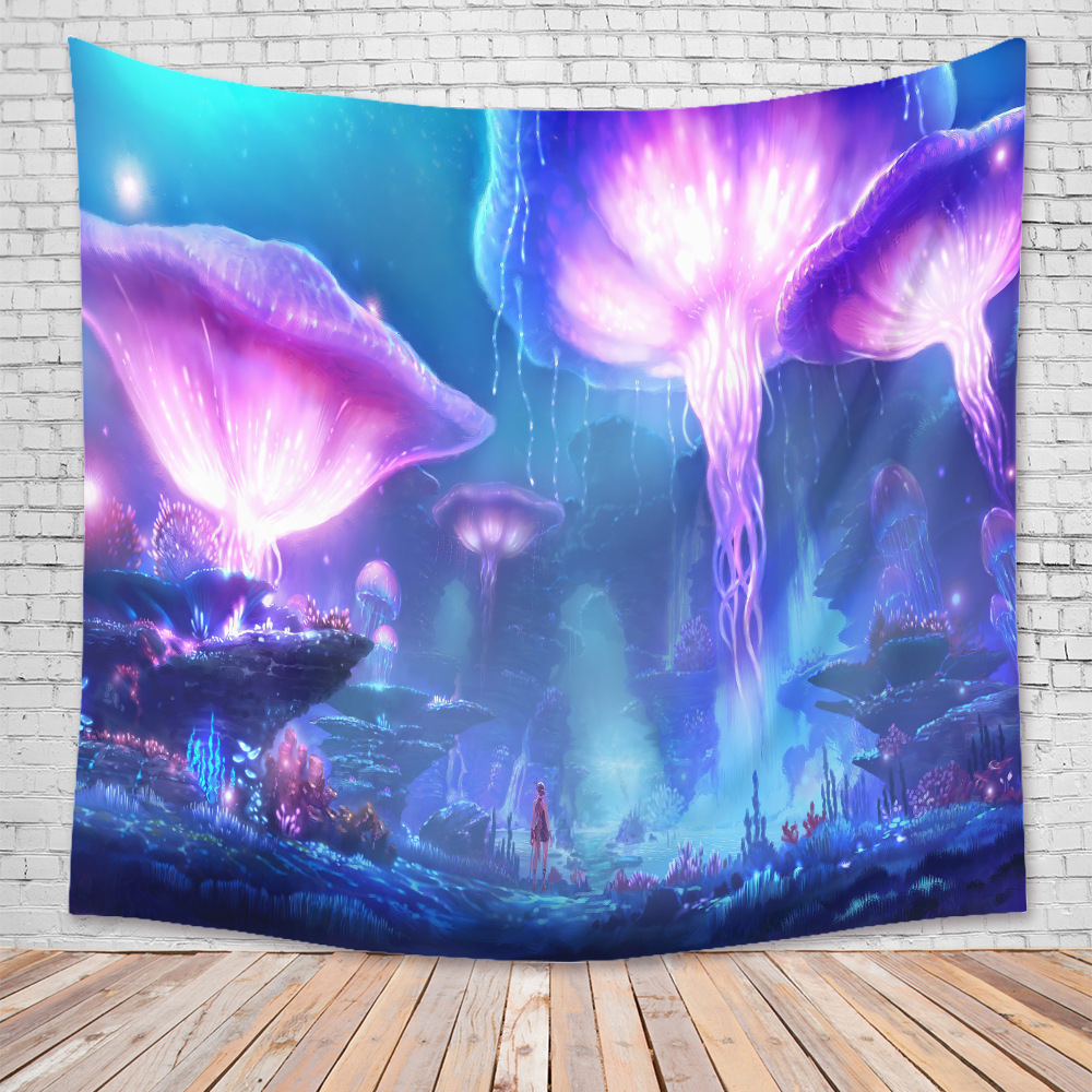 Fashion Mushroom Psychedelic Contrast Color Printing Tapestry Wholesale Nihaojewelry display picture 5