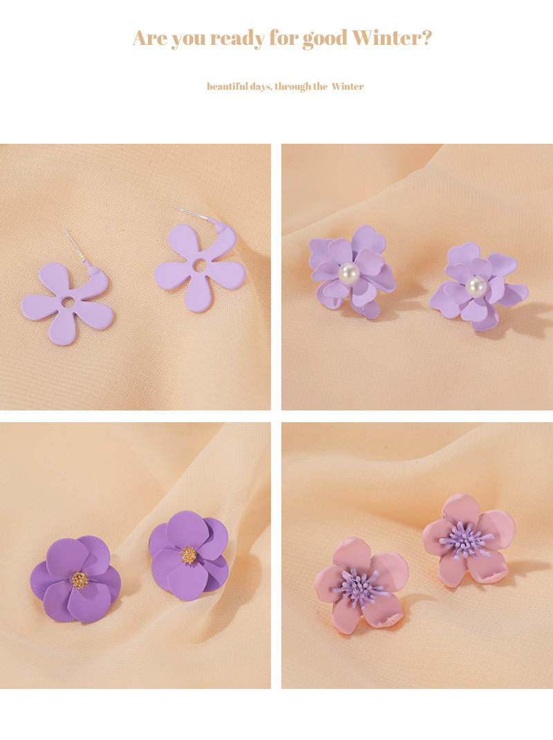 S925 silberne Nadel ohrringe Sommer neue lila Ohrringe einfache kleine frische Ohrringe Koreanische Version der NettoPromiBlumen ohrringepicture1