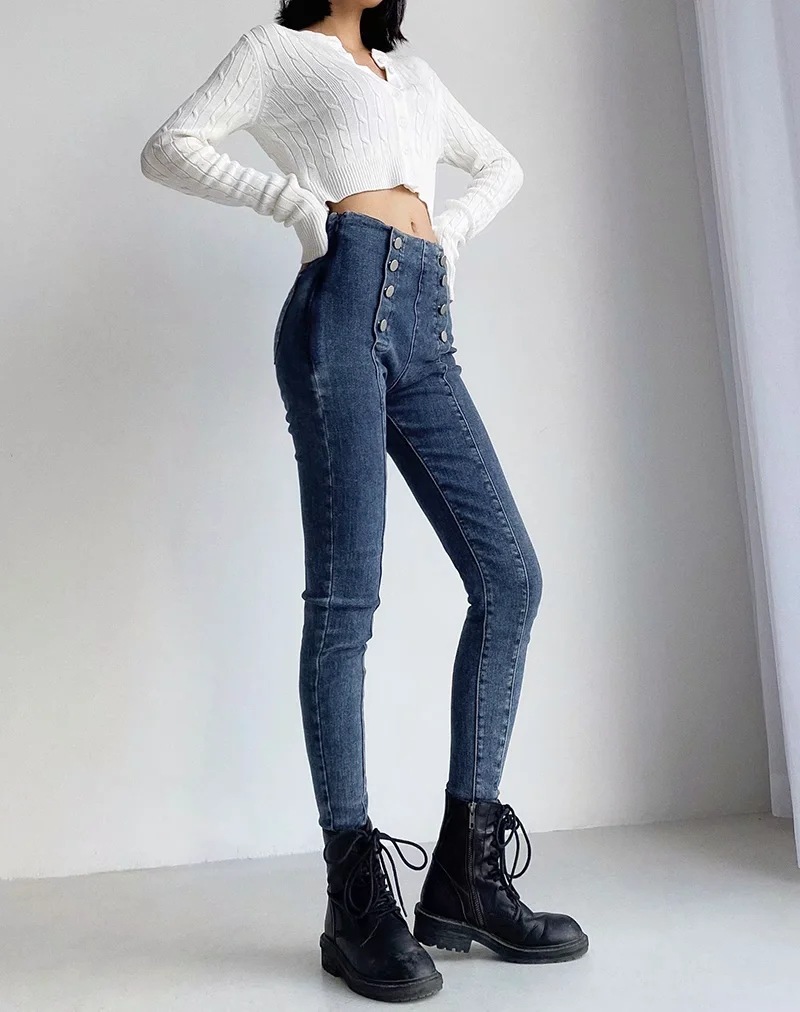 women s autumn and winter tight-fitting high-waisted denim trousers NSAC14418