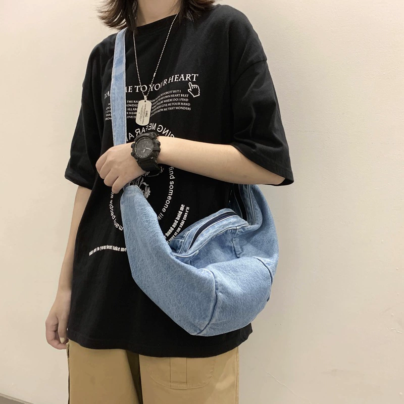Сумка-шарф Denim брендовая, вместительная сумка через плечо, на одно плечо, корейский стиль