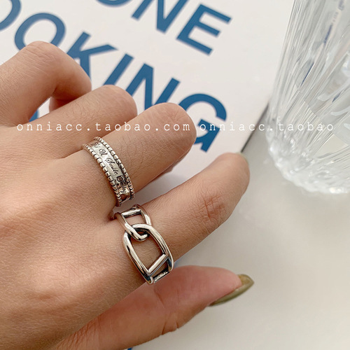 925 Sterling Silver Roman Numeral Open Finger Ring Women's Simple Ins Trendy Internet Popular Minimalist Vintage Ring