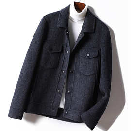2020秋冬男士新款羊毛呢夹克休闲时尚加厚短款双面呢大衣P91937