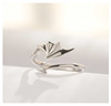 Angel Demon Wings Couple Ring Fashion Men and Women's Live Ring Personality Cold Wind Black and White Wings