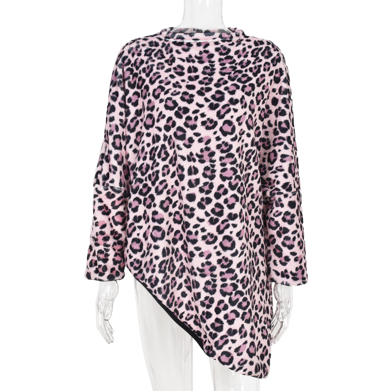 camisa irregular con estampado de leopardo en contraste NSKL19710