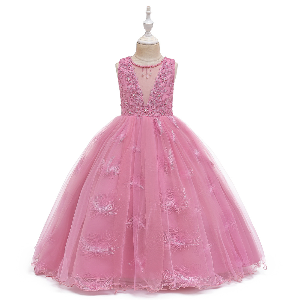 Robe De Princesse Enfants Robe Longue Mariage Fleur Fille Robe Gaze Pettiskirt Gros Nihaojewelry display picture 10