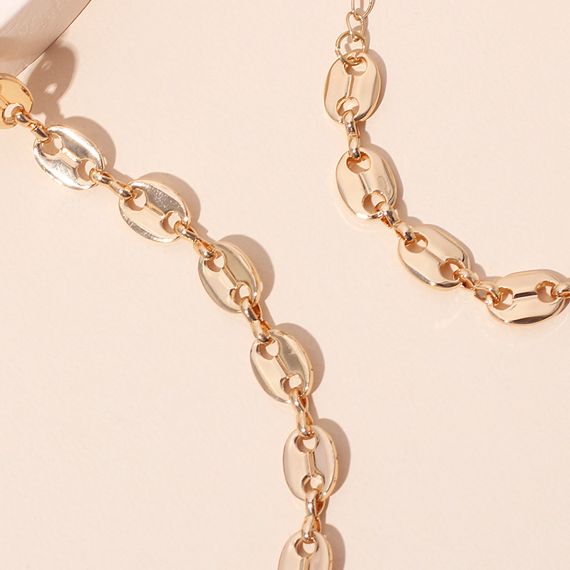 34g Weight Necklace Classification Wedding, Travel Occasion Women'S Gender White, Gold Color Fashion Pig Nose Chain Button Bracelet Necklace Sets For Women Clavicle Chain Wild Jewelry Nihaojewelry 3