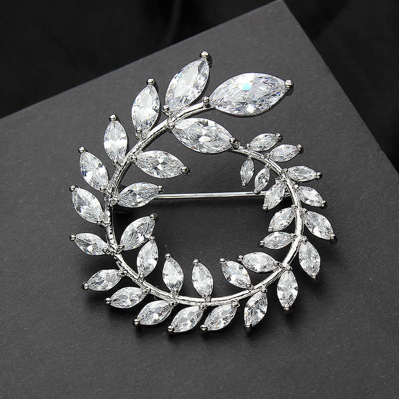 Estilo de la celebridad Liu Tao pecho rama olivo flor pin abrigo versátil lujo elegante broche para las mujeres Al Por Mayor