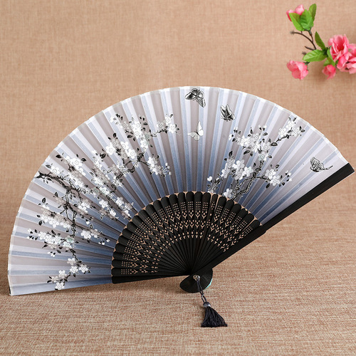 Chinese wind hanfu fairy princess folk dance folding fan women's   classical costume qipao  Chinese dress dancing folding bamboo fan kimono dress cosplay fan for girls women