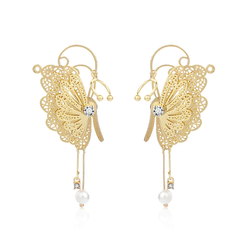 13g Weight Earrings Classification Wedding, Travel Occasion Women'S Gender Simple Style Style Gold Color Fashion New Trendy Fairy Three-dimensional Butterfly Ear Clip Without Pierced Earrings Tassel Earrings Ear Bone Clip Wholesale Nihaojewelry 5
