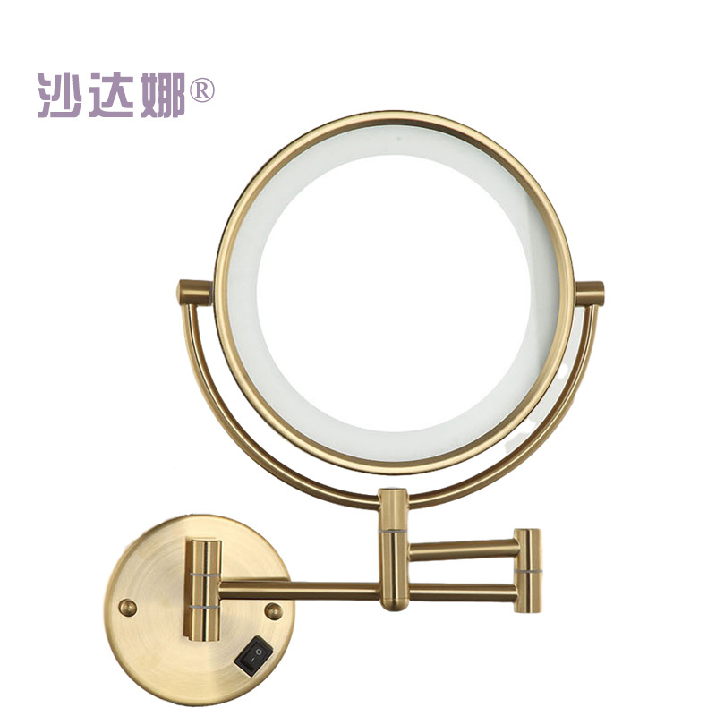 网红新款led化妆镜 中山酒店工程镜双面折叠带灯化妆镜美容镜