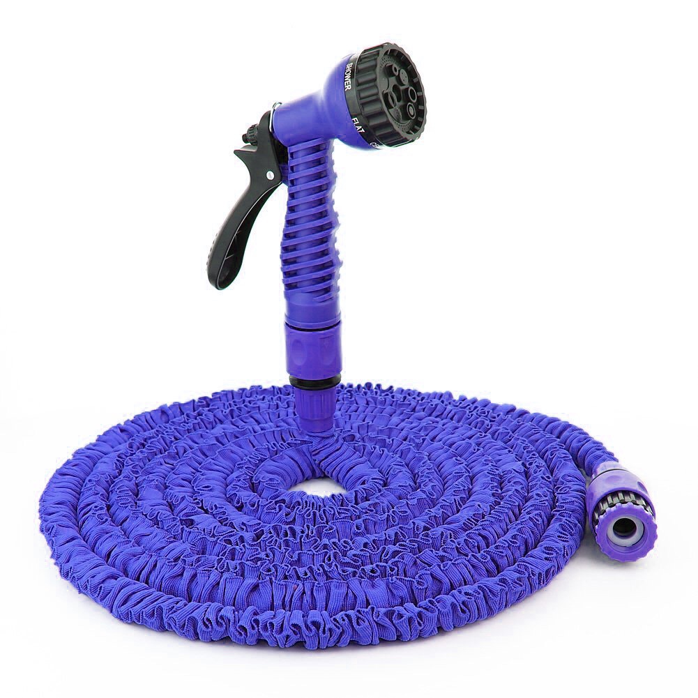 加厚加密织带园林洗车欧洲款伸缩水管七功能水枪三色天然乳胶内管