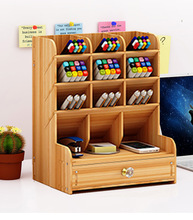 爆款笔筒收纳盒DIY木质创意办公文具桌面置物架学生办公收纳用品